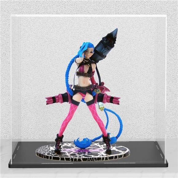 Clear Acrylic Display Box with Matte Black Base Simple Self-Assembly Dust-Proof